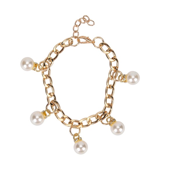 Red Sparkling Clutch Bag, Pearl Station Bracelet and Necklace - Picture 6 of 7